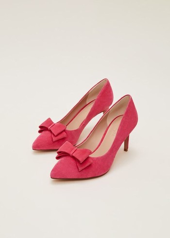 Phase Eight Suede Bow Front Courts Heels Pink Australia | YC4791056